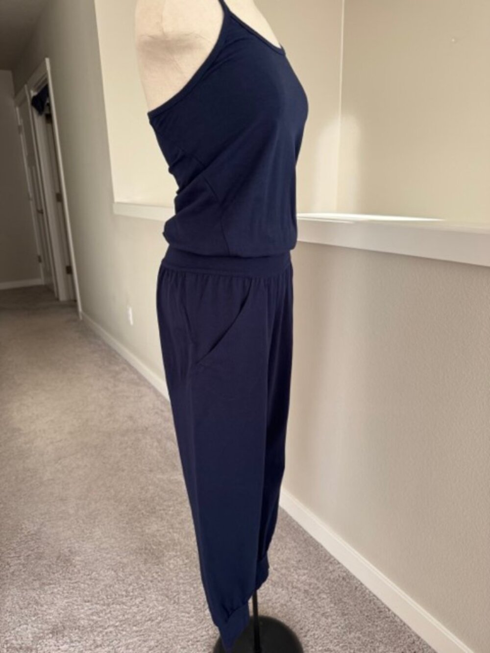 Navy Ripple Yogawear Jumpsuit Jogger Size M - Picture 4 of 9